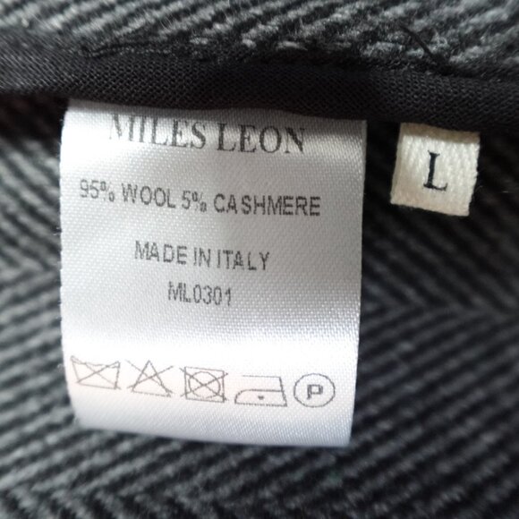 Miles Leon Mens Jacket Large Gray Herringbone Unlined Unstructured Made in Italy - Picture 5 of 11